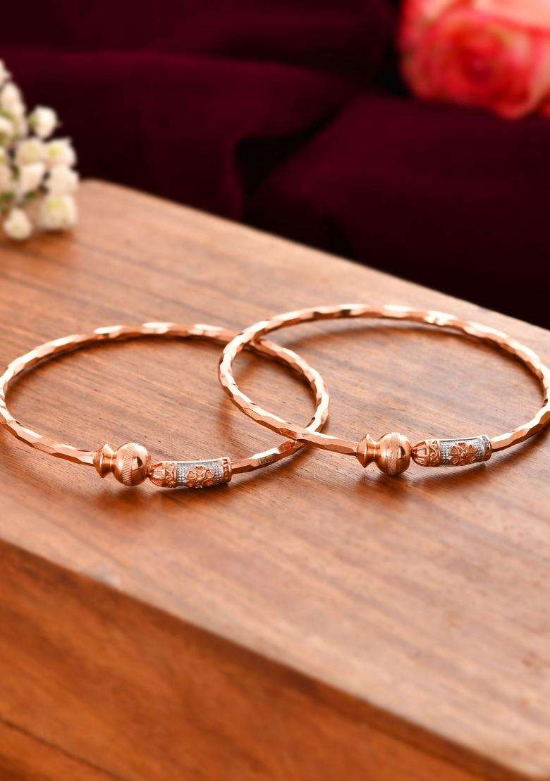 Rose Gold Stainless Steel Bangles - Indya