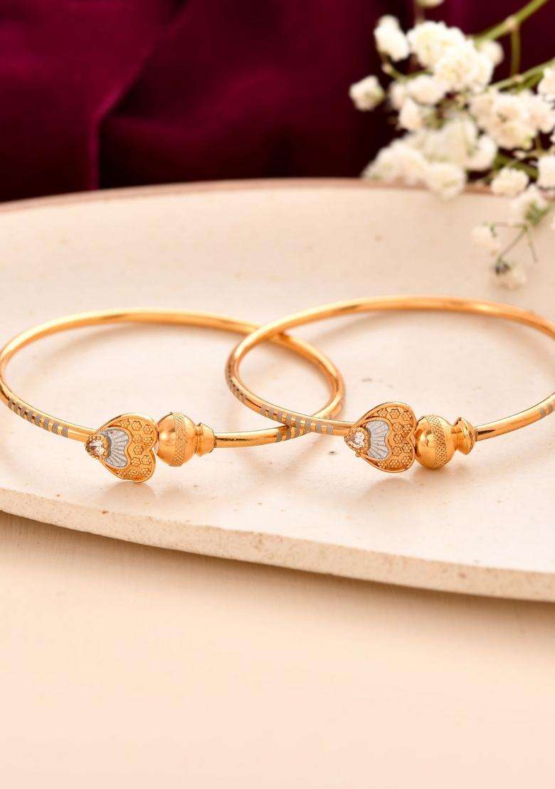 Gold Stainless Steel Bangles - Indya