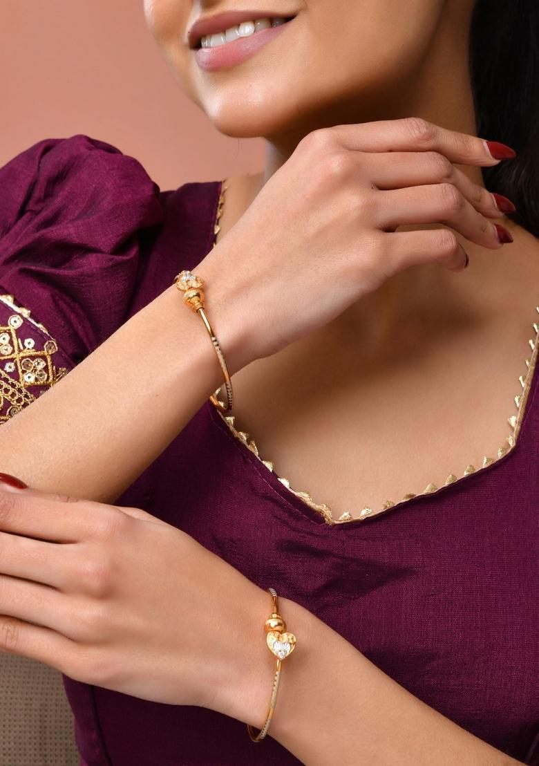 Gold Stainless Steel Bangles - Indya