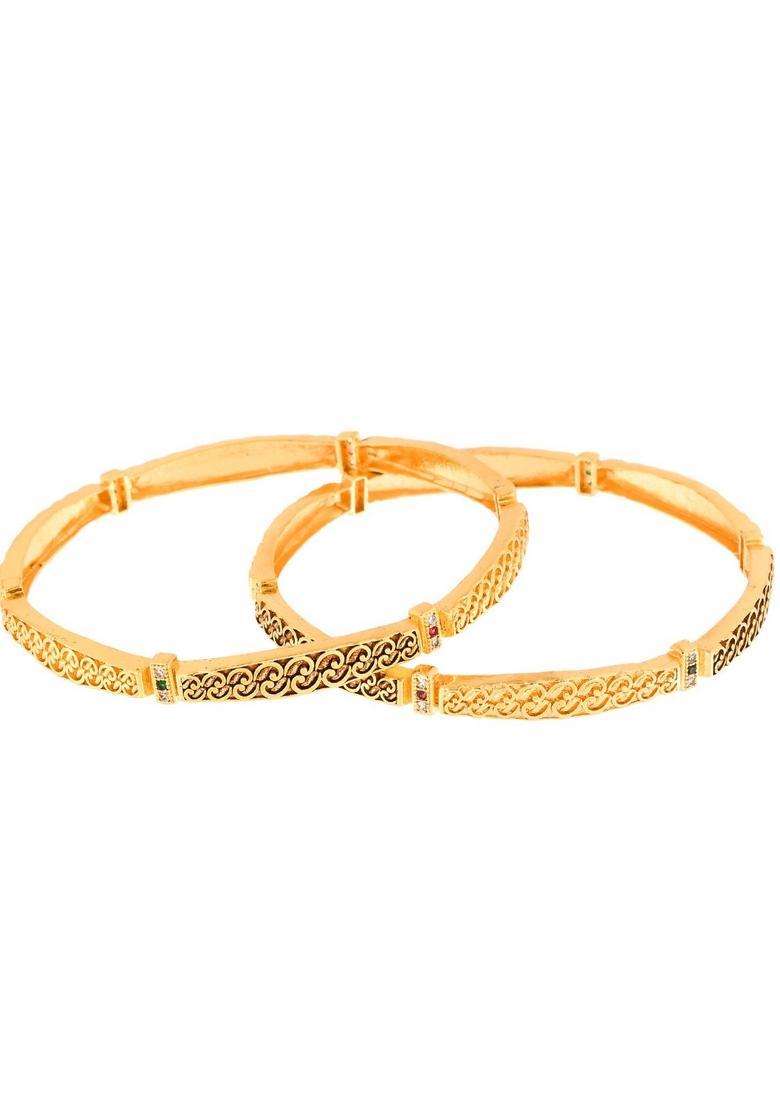 Gold Stainless Steel Bangles - Indya