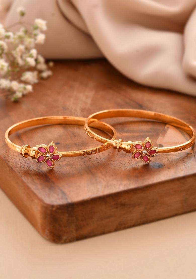 Gold Stainless Steel Bangles - Indya