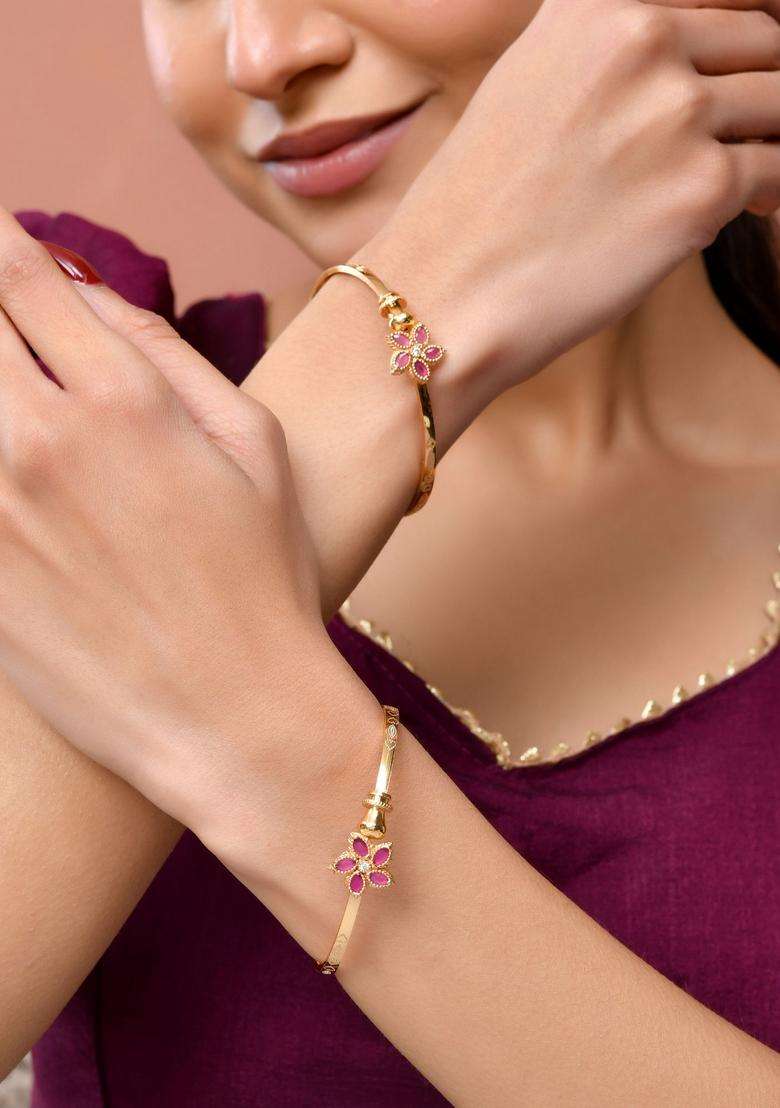Gold Stainless Steel Bangles - Indya