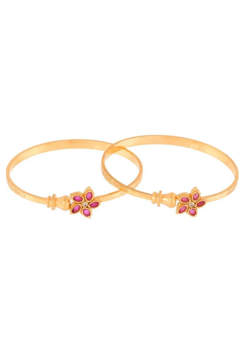 Gold Stainless Steel Bangles - Indya
