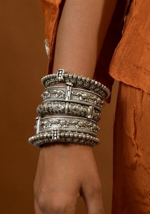 Silver Brass Bangles Set