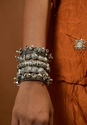 Silver Brass Bangles Set