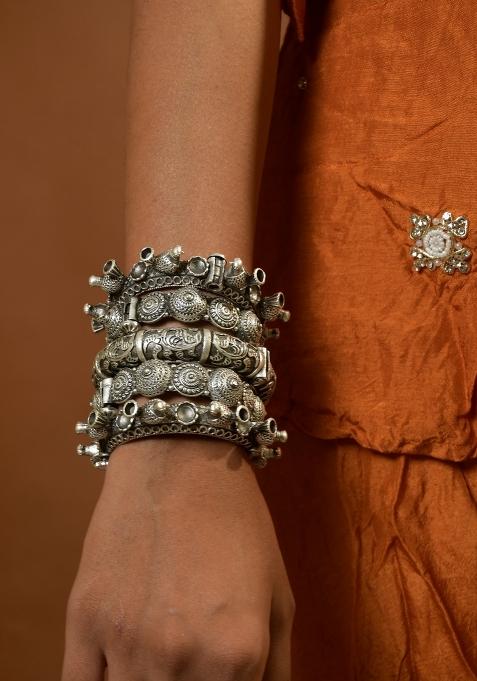 Silver Brass Bangles Set