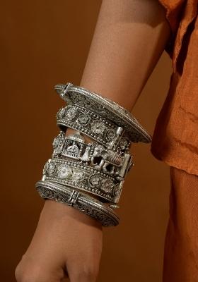 Silver Brass Bangles Set