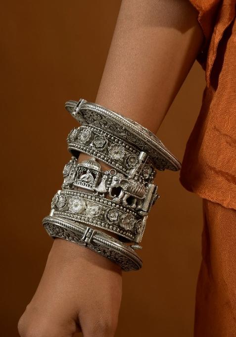 Silver Brass Bangles Set