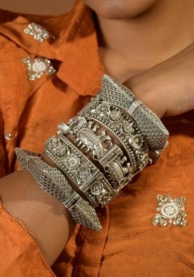 Silver Brass Bangles Set