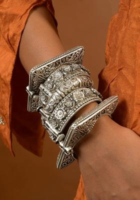 Silver Brass Bangles Set