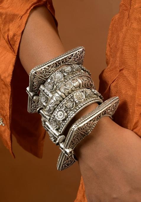 Silver Brass Bangles Set