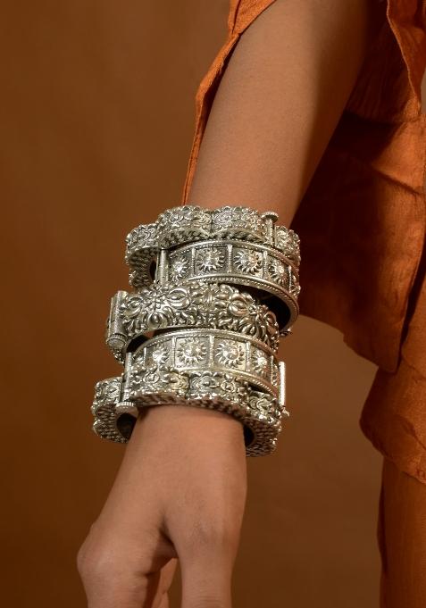 Silver Brass Bangles Set