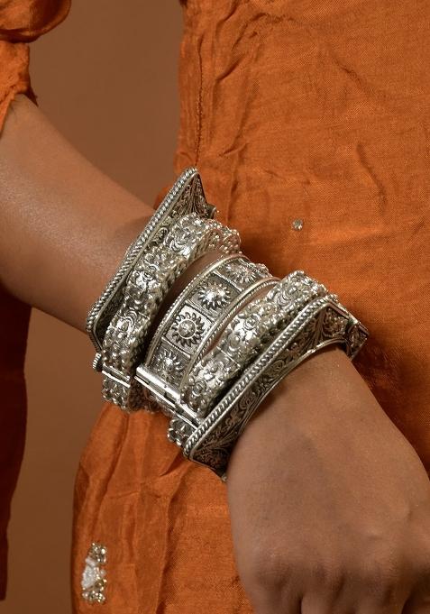 Silver Brass Bangles Set