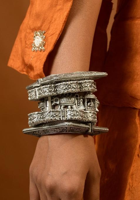 Silver Brass Bangles Set