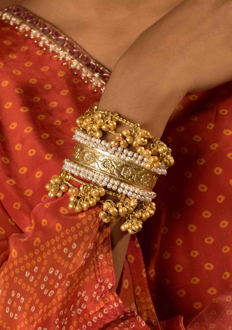Silver Brass Bangles Set - Indya