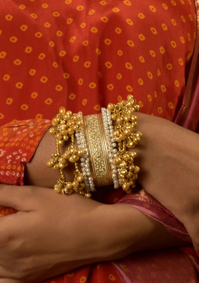 Silver Brass Bangles Set - Indya