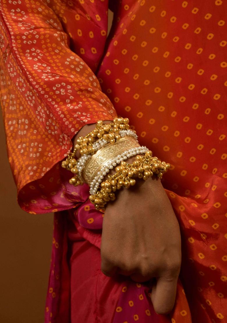 Silver Brass Bangles Set - Indya