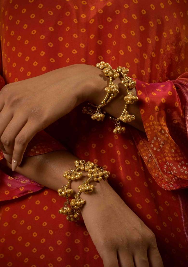 Golden Brass Bangles Set - Indya