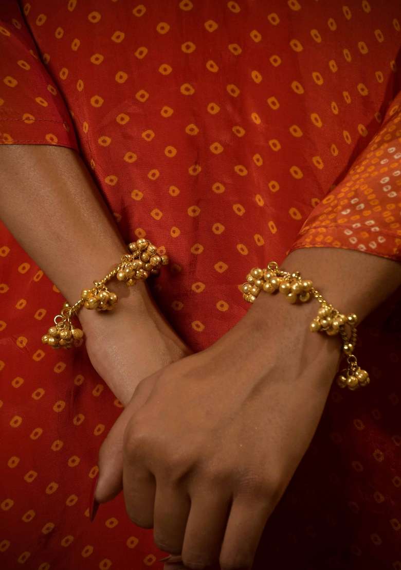 Golden Brass Bangles Set - Indya