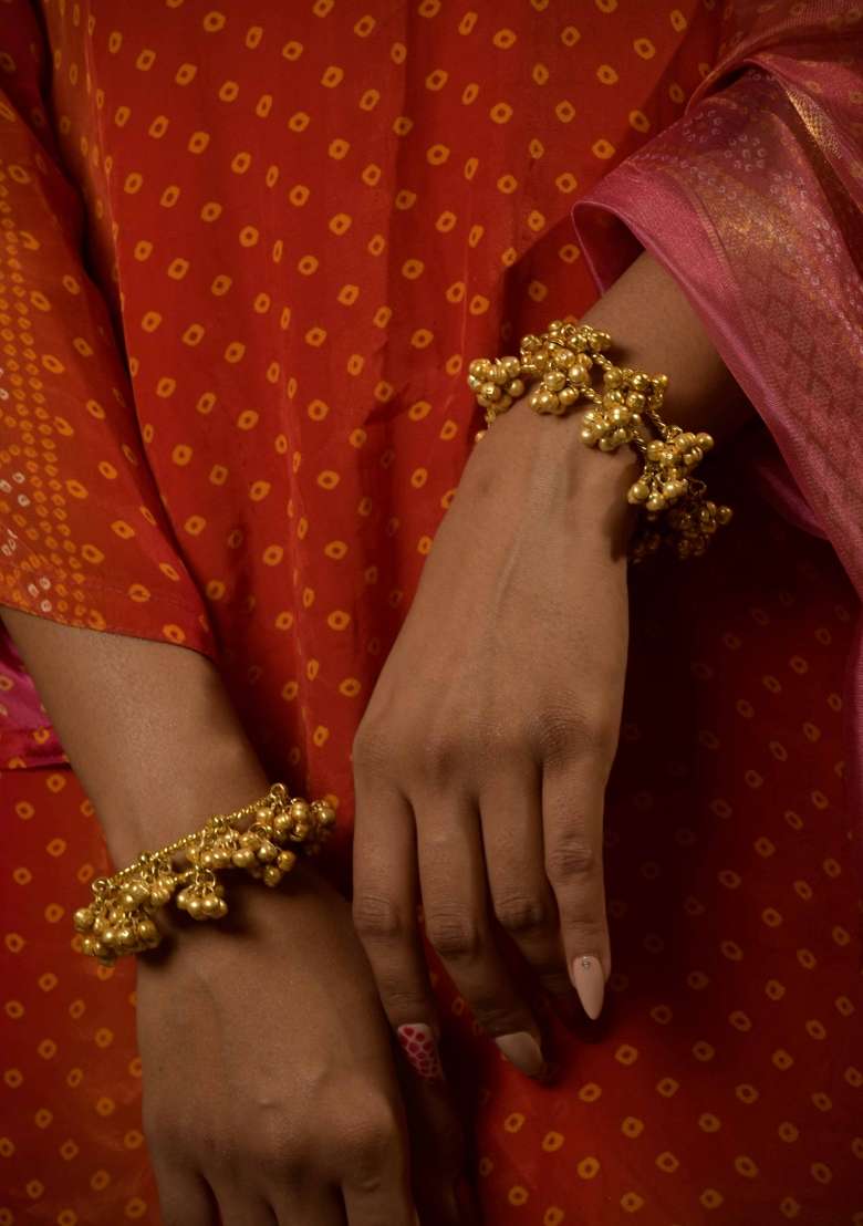 Golden Brass Bangles Set - Indya