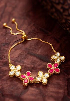 Red Kundan Alloy Bracelet