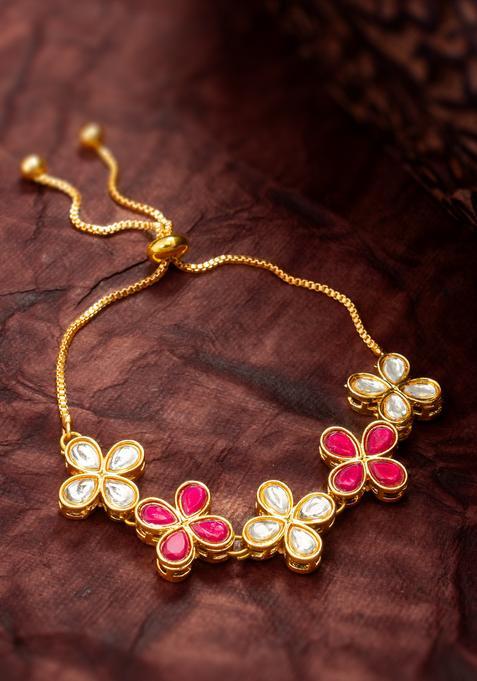 Red Kundan Alloy Bracelet