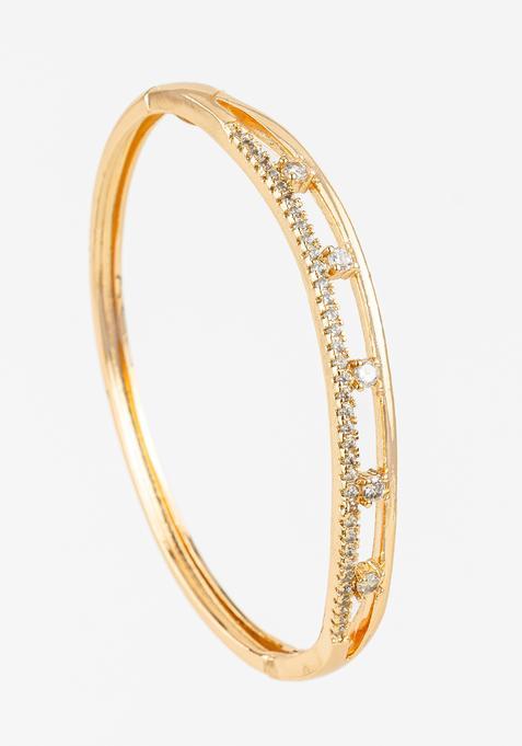 Golden Cubic Zirconia Alloy Bracelet
