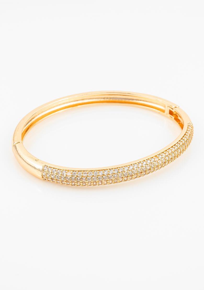 Golden Cubic Zirconia Alloy Bracelet - Indya