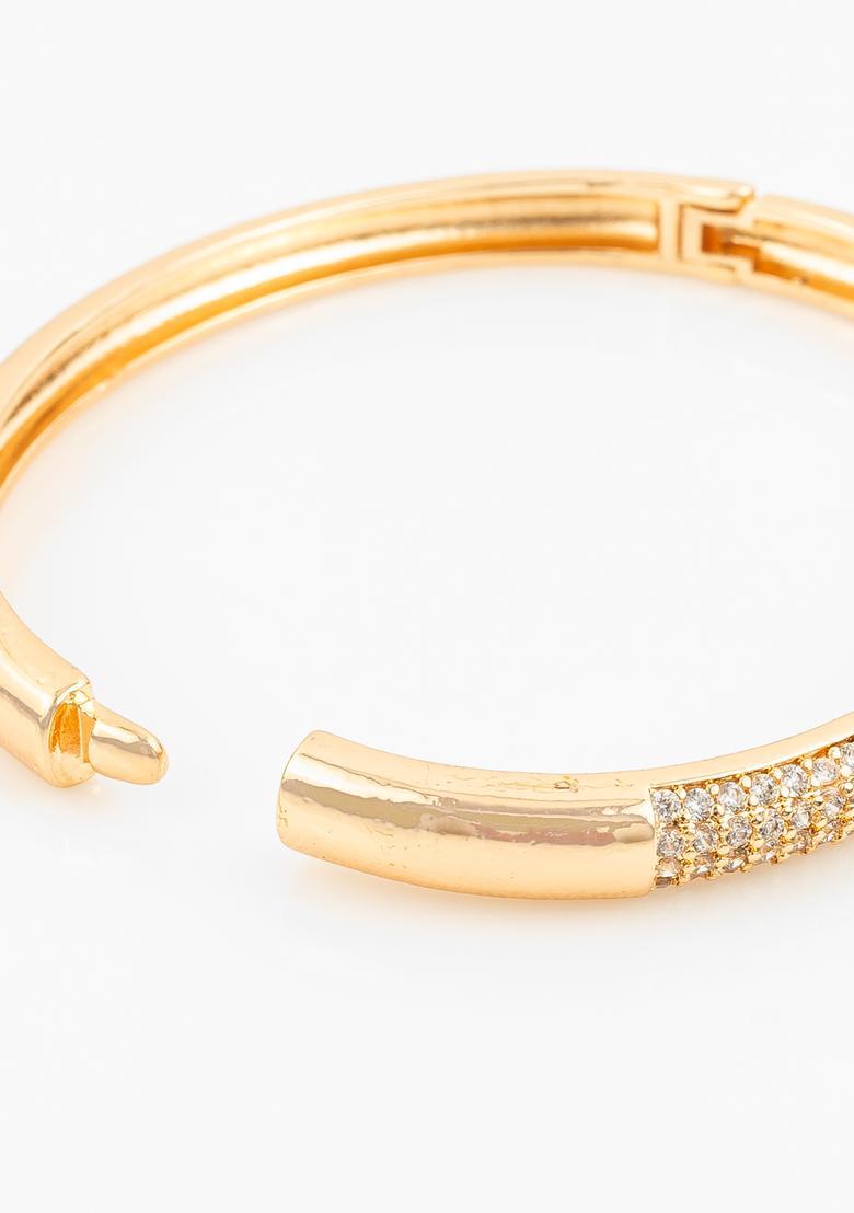 Golden Cubic Zirconia Alloy Bracelet - Indya