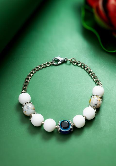 White Beads Alloy Bracelet