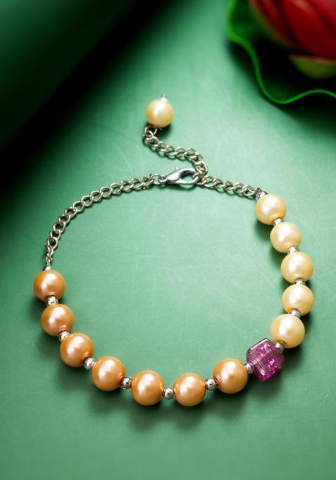 Golden Beads Alloy Bracelet