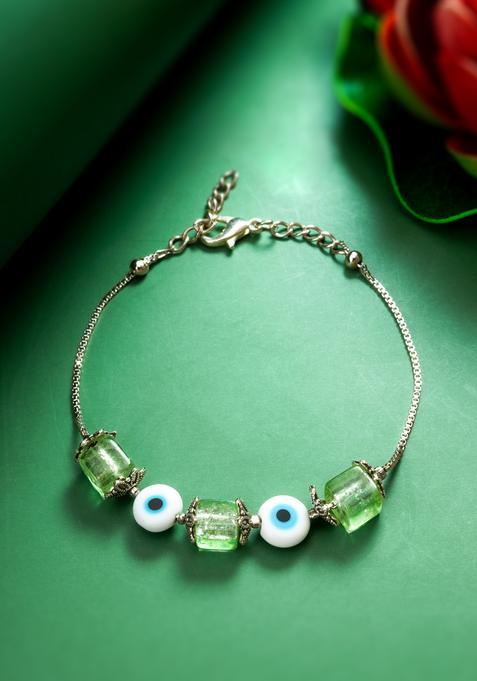 Green Beads Alloy Bracelet