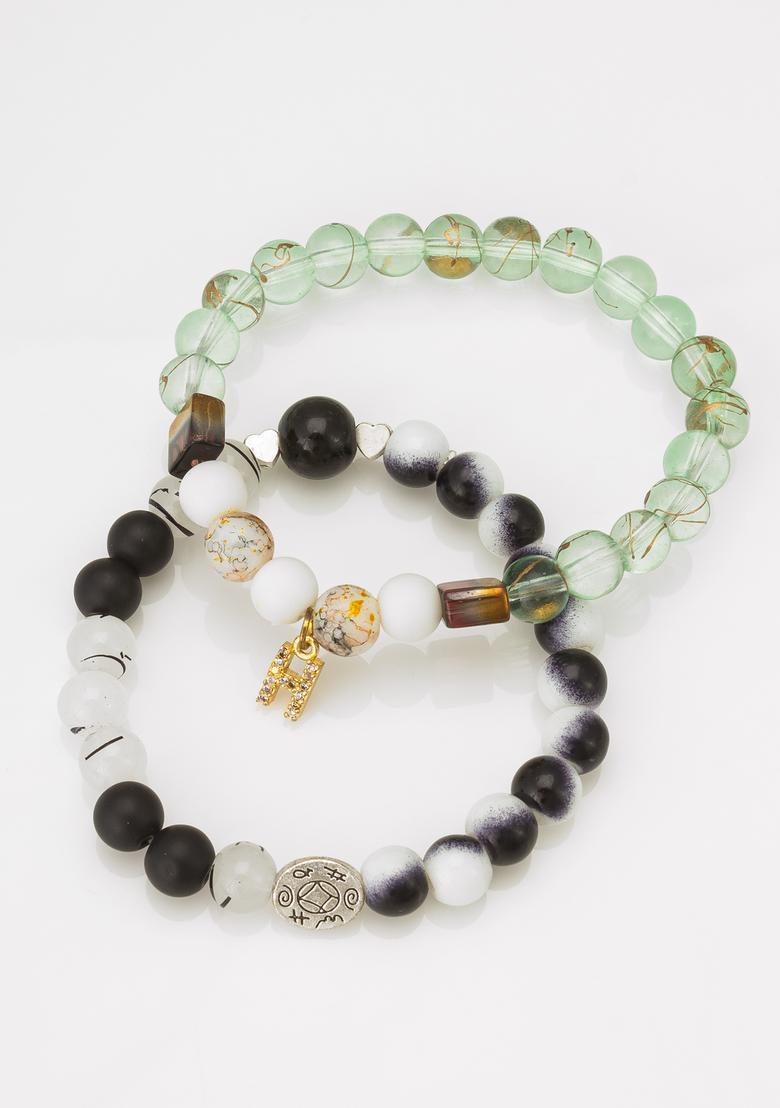 Multicolor Mirror Work Alloy Bracelet - Indya