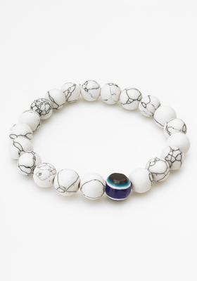 White Beads Alloy Bracelet