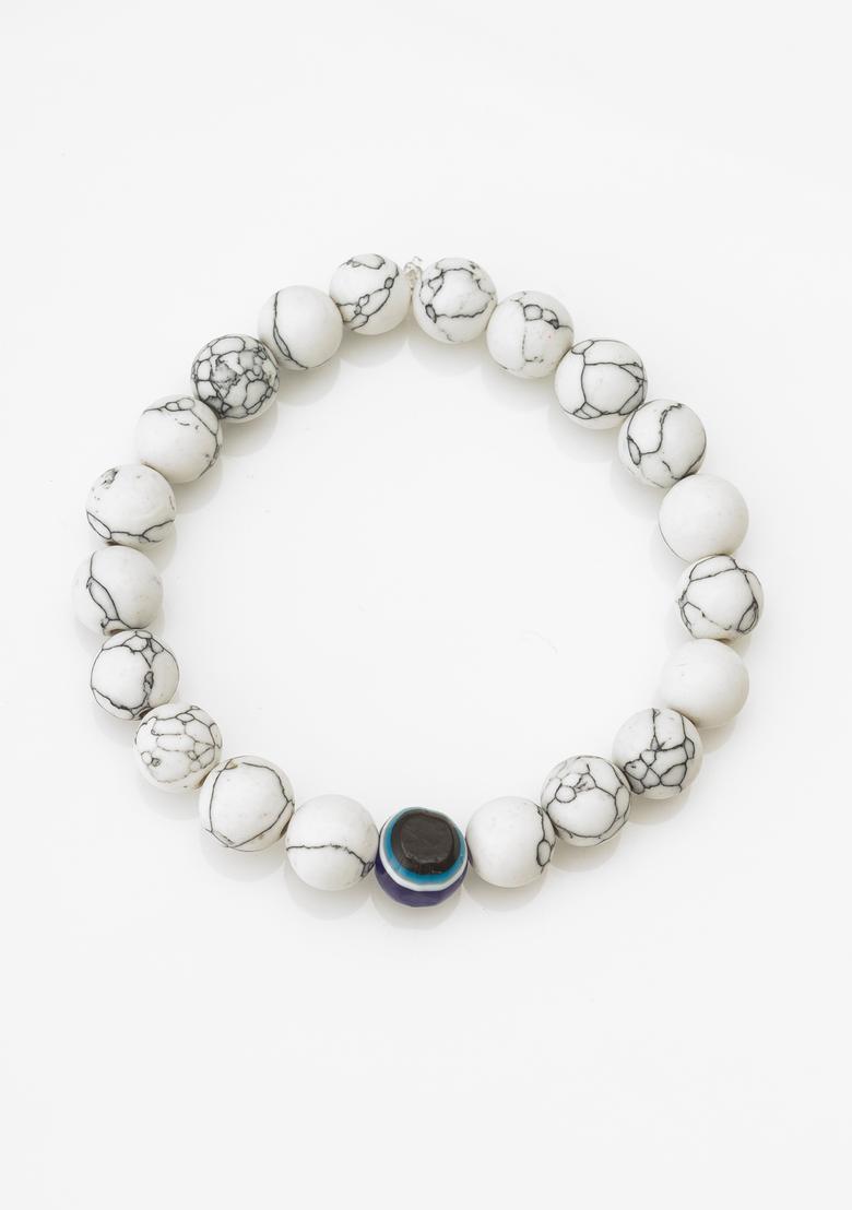 White Beads Alloy Bracelet - Indya