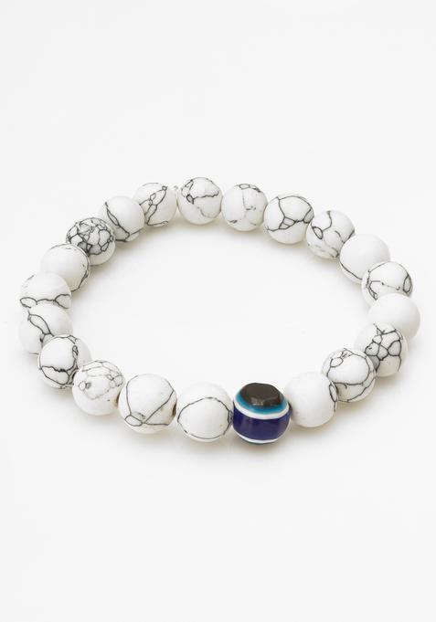 White Beads Alloy Bracelet