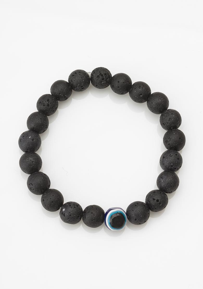 Black Beads Alloy Bracelet - Indya