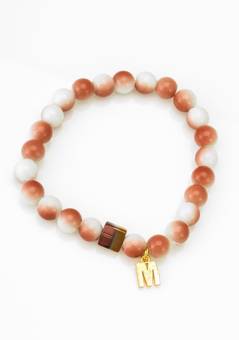 Orange Beads Alloy Bracelet - Indya