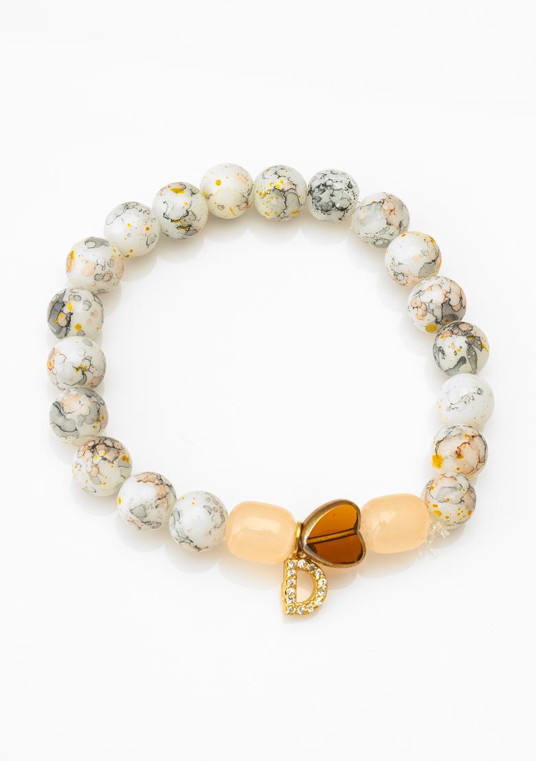 White Beads Alloy Bracelet - Indya