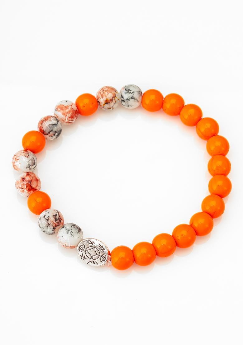 Orange Beads Alloy Bracelet - Indya