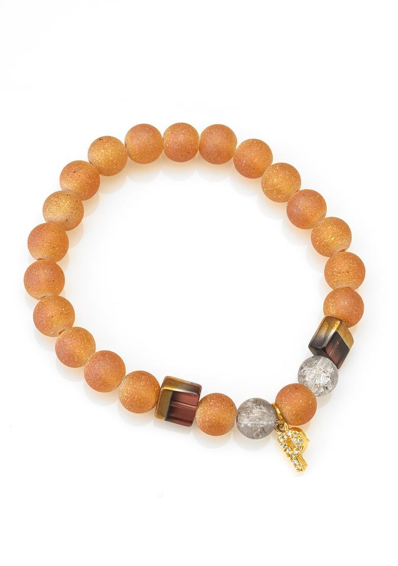Orange Beads Alloy Bracelet - Indya