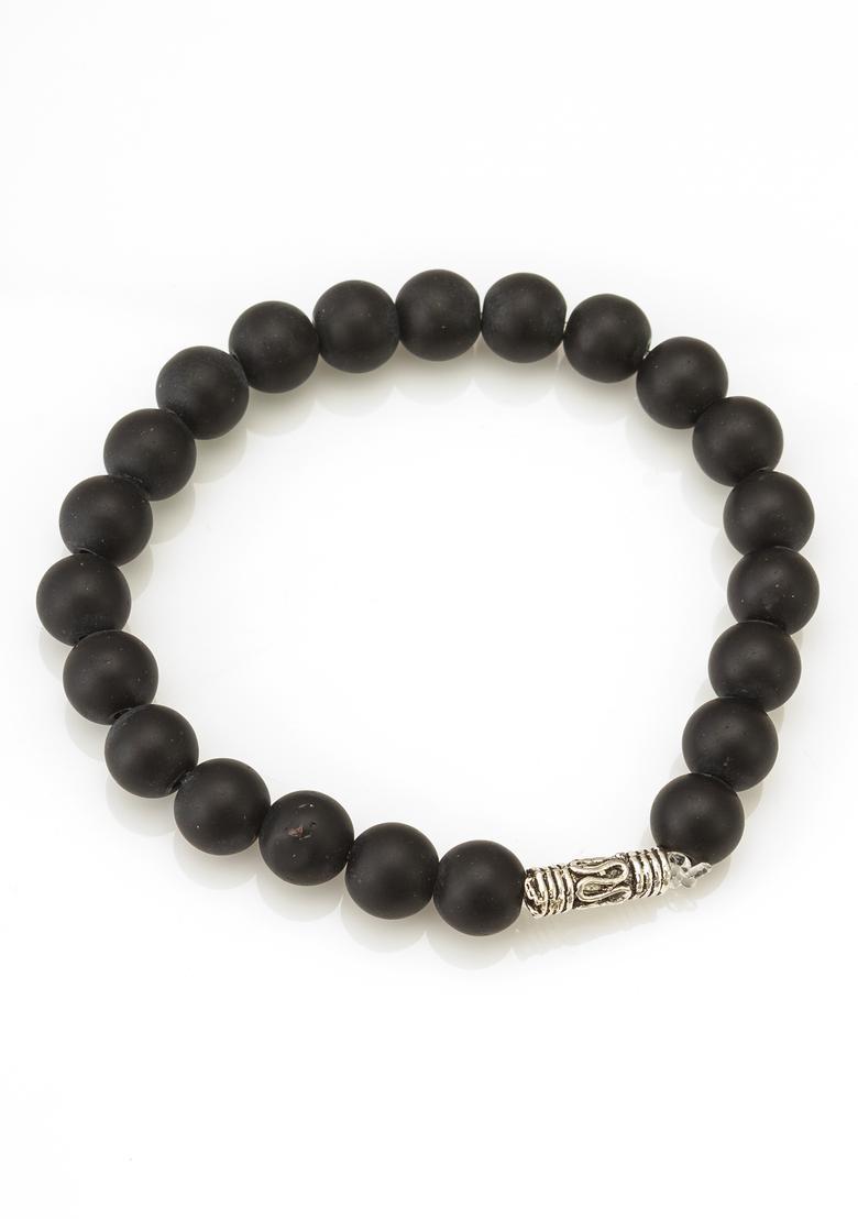 Black Beads Alloy Bracelet - Indya
