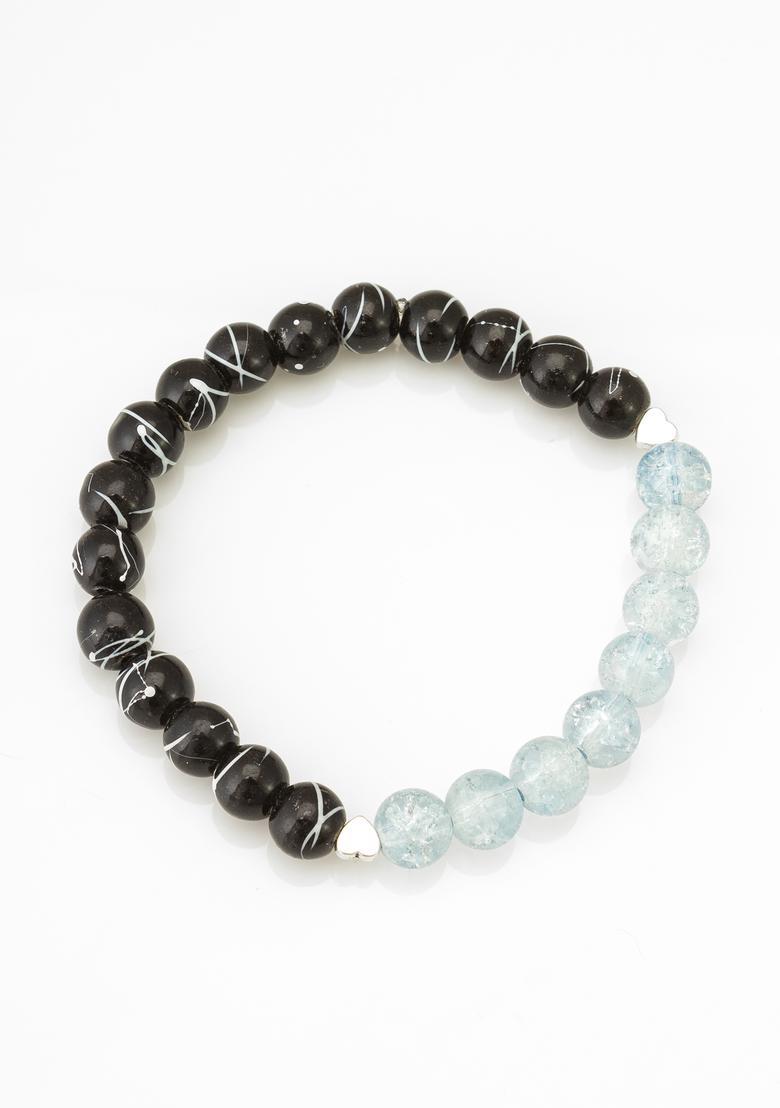 Black Beads Alloy Bracelet - Indya