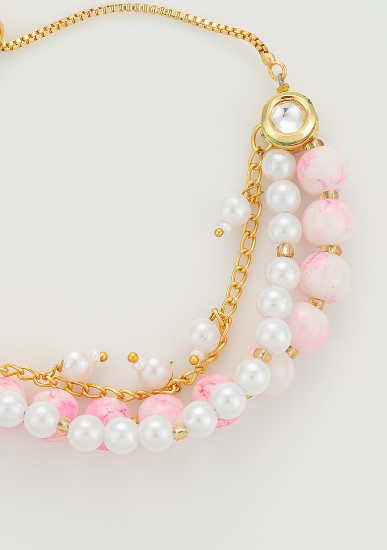 Pink Kundan Alloy Bracelet - Indya