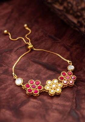Red Kundan Alloy Bracelet