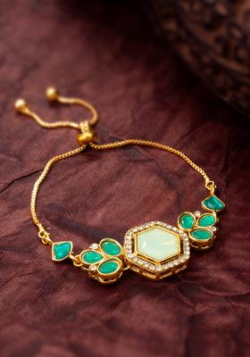 Green Kundan Alloy Bracelet