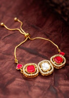 Red Kundan Alloy Bracelet