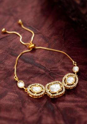Golden Kundan Alloy Bracelet