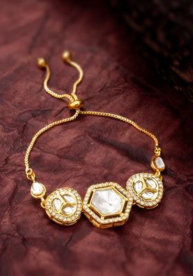 Golden Kundan Alloy Bracelet