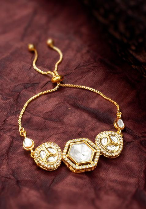Golden Kundan Alloy Bracelet